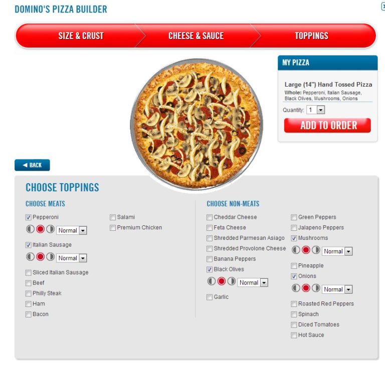 Domino’s Pizza Menu: Build Your Own Pizza